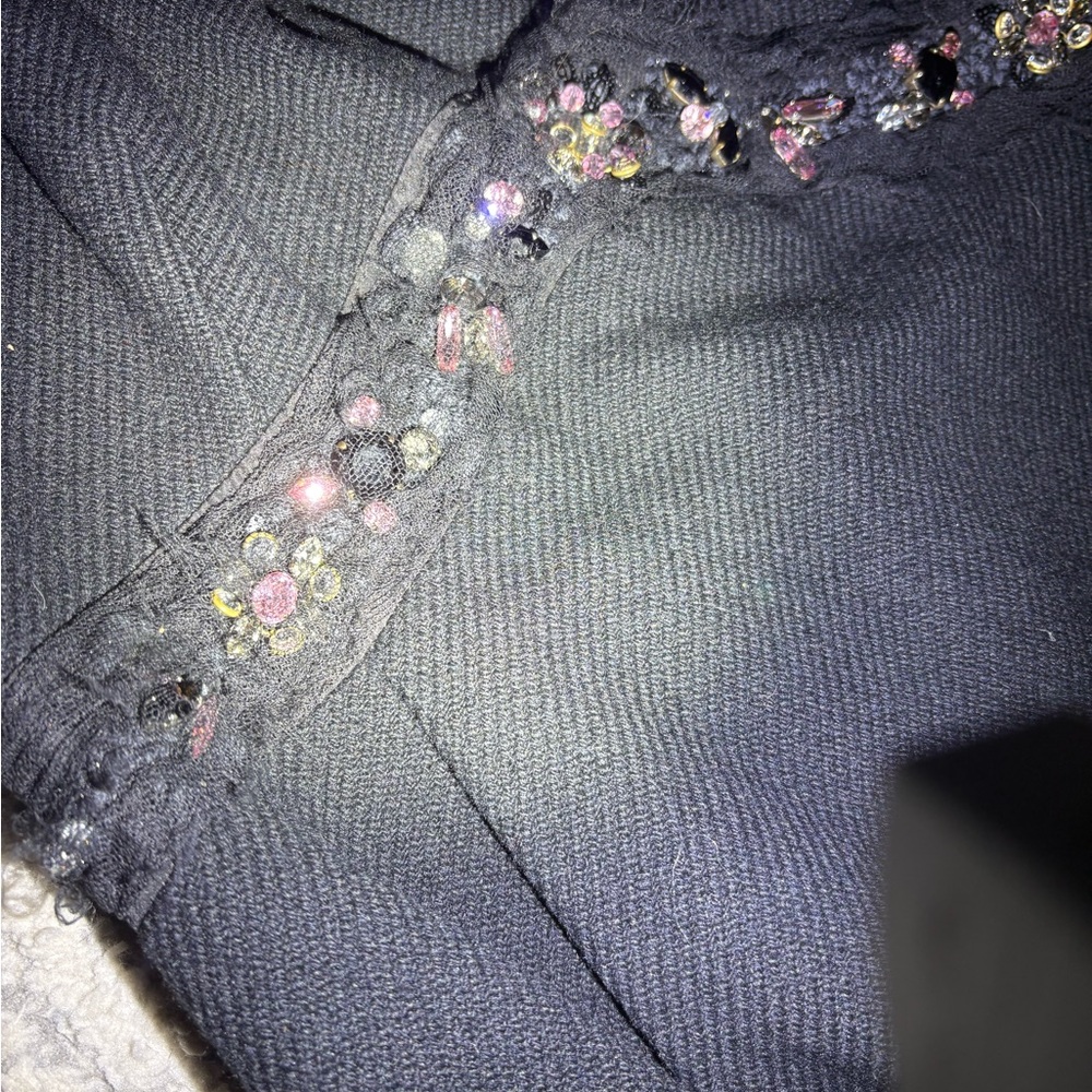 Vintage Louis Vuitton black beaded jewel midi evening dress sexy size 4-6 - Picture 6 of 11
